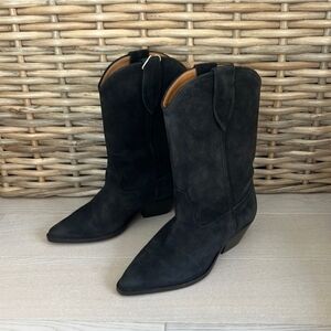 Isabel Marant Duerto Black Suede Mid Calf Boots